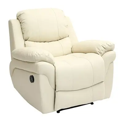 (Cream) MADISON BONDED LEATHER RECLINER ARMCHAIR SOFA HOME LOUNGE CHAIR RECLINING GAMING