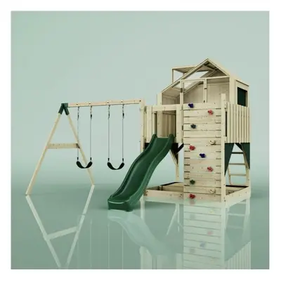 (Swing Haldor Green) Rebo PolarPlay Kids Climbing Tower & Playhouse