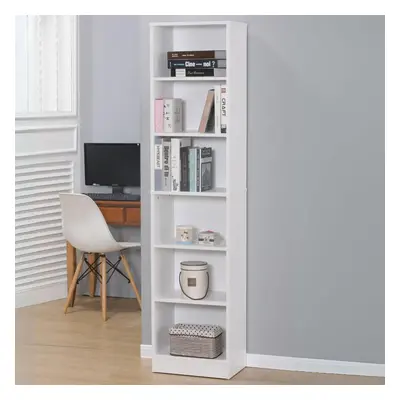 (White - Narrow) Bookcase Display Shelf Freestanding