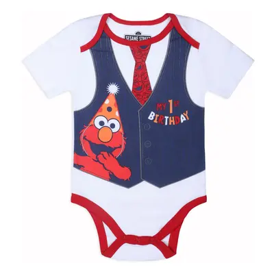 Sesame Street Boys Elmo or Cookie Monster First Birthday Bodysuit Cree