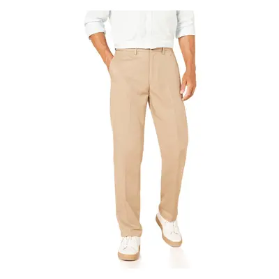 Mens classic-Fit Expandable-Waist Flat-Front Dress Pant, Khaki Brown, 32W x 31L