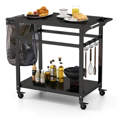 Portable Dining Cart BBQ Trolley Grill Cart Food Prep Worktable w/Lockable Wheel