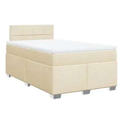 vidaXL Box Spring Bed with Mattress Bed Frame Bedstead Cream 120x190 cm Fabric