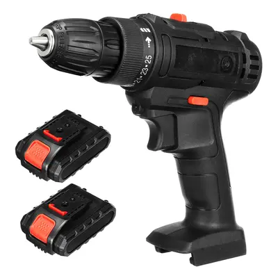 (Two Batteries US Plug) 21V Speed Household Lithium Battery Cordless Drill Driver Power Drill El