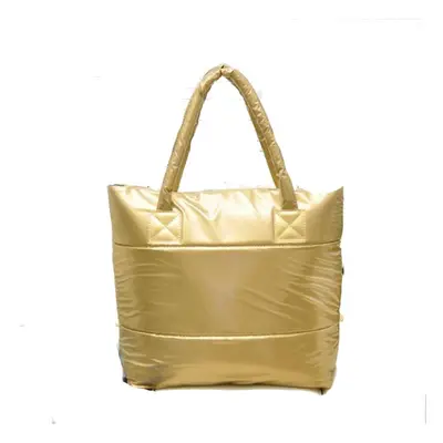 (Gold) Fashion Handbag Single Shoulder Tote Women Space Pad Cotton Feather Down Bag Bucket Handb