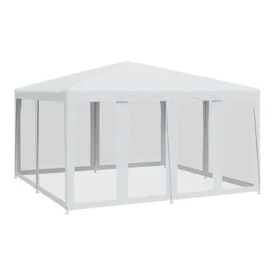 vidaXL Party Tent with Mesh Sidewalls Party Gazebo Canopy Marquee White HDPE