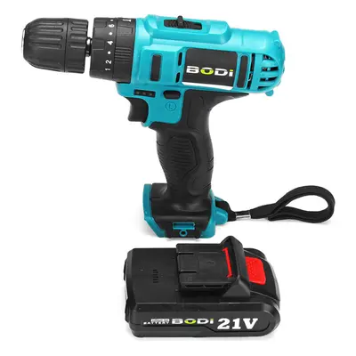 (One Battery) 21V 2-Speed Electric Cordless Power Drills Kit 3/8" Driver Screwdriver