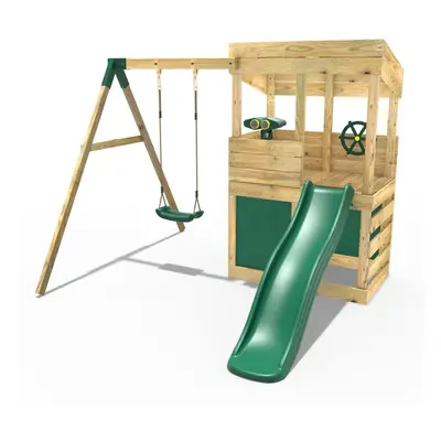 (Yellowstone - Swing, Den, Adventure) Rebo Wooden Lookout Tower Playhouse with 6ft Slide