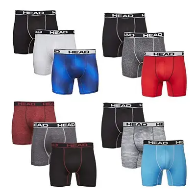 HEAD Mens Boxer Briefs -Performance or Cotton Stretch 12-Pack Tagless