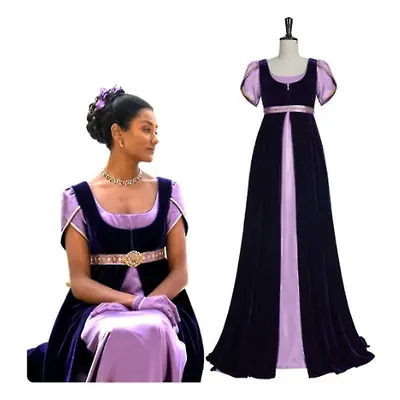 (Bridgerton Dress,regency Dress, Vintage Purple Ball Gown,jane Austen Stain Dress) Bridgerton Dr