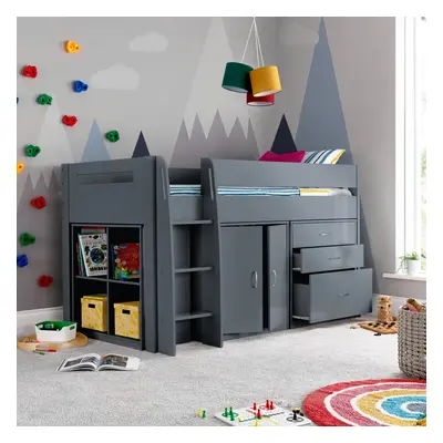 Lacy Grey Storage Mid Sleeper Bed