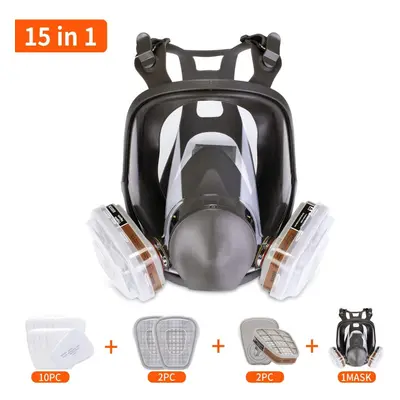 15 IN Gas Mask Full Face Respirator Paint Spray Chemical Facepiece