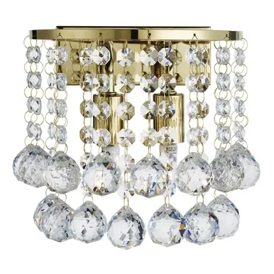 Gold Half Round Wall Light With Crystal Ball Drops