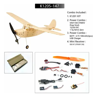 (K1205-147) 445mm Wingspan Balsa Wood Tainer Beginner RC Airplane Kit With Power Combo