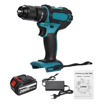 (One Battery, EU Plug) 13mm 800W Cordless Electirc Impact Drill Driver 25+3 Torque Electric Dril