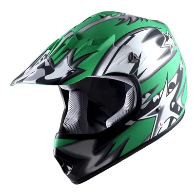 WOW Youth Kids Motocross BMX MX ATV Dirt Bike Helmet Star Matt Green