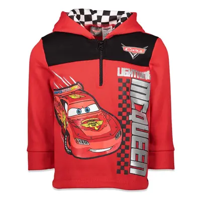 Disney Pixar Cars Lightning McQueen Toddler Boys Half-Zip Hoodie Red