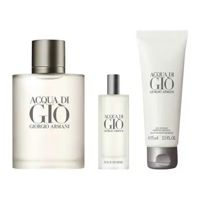 Acqua Di Gio Pcs Set For Men: 3.4 Eau De Toilette Spray + 0.5 Eau De Toilette Spray + 2.5 Shower