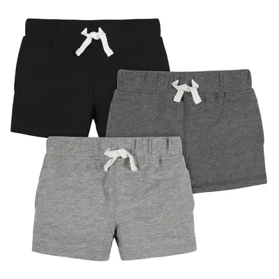 Gerber boys Toddler 3-pack Pull-on Knit Casual Shorts Gray & Black