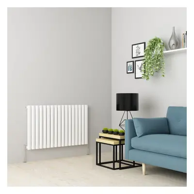 (600 x 1004mm Single, White) Oval Tube Designer Radiator