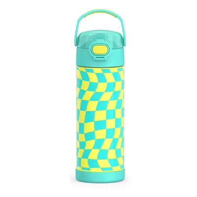 THERMOS FUNTAINER Ounce Stainless Steel Vacuum Insulated Bottle with Wide Spout Lid Wavy Checker