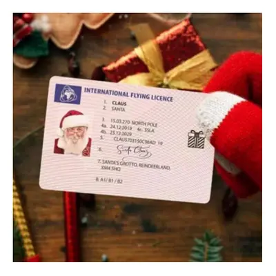 100 X Plastic Santa Claus Flying Licence Christmas Eve Box Driving Licence Style