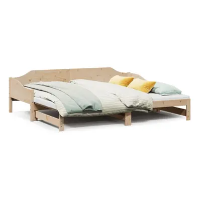 (natural, x cm) vidaXL Daybed with Trundle Sofa Bed Couch Guest Bed Sofa Wax Solid Wood Pine