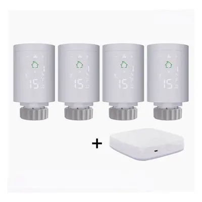 (Gateway+4pcs Controller) Smart Radiator Actuator Programmable Thermostatic Radiator Valve Tempe