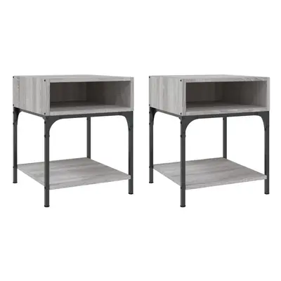 vidaXL Bedside Tables Side Table Nightstand pcs Grey Sonoma Engineered Wood