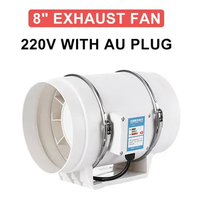 (AU Plug) 8Inch 130W Silent Fan Extractor Duct Hydroponic Inline Exhaust Industrial Vent