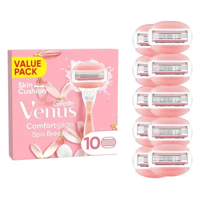 Gillette Venus Comfortglide Spa Breeze Women's Razor Blade Refills, Pack of 10, Built-in Blades 