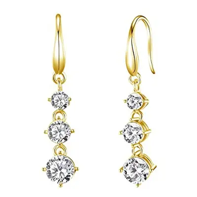 Gold Plated Graduated Drop Earrings Created with Zircondia? Crystals