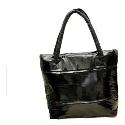 (Black) Fashion Handbag Single Shoulder Tote Women Space Pad Cotton Feather Down Bag Bucket Hand