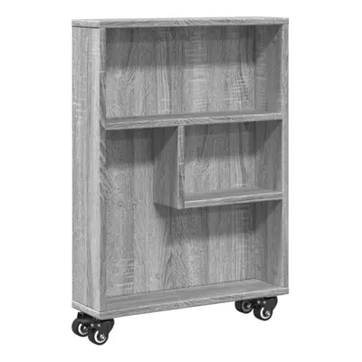 (grey sonoma) vidaXL Narrow Storage Trolley Bookcases Display Standing Shelf Engineered Wood