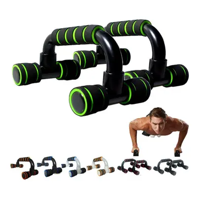 (Black Green) 2PCS Max Load 200KG Fitness Push Up Bar Foam Handle Anti Slip Push-Ups Stands Bars