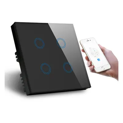 (Black) WiFi Smart Light Switch Touch Screen Gang Alexa Voice Control Wall Wifi Tuya Switch 1000