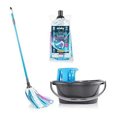 Minky in Power Clean Strip Mop with Extra Refills and Bucket & Wringer