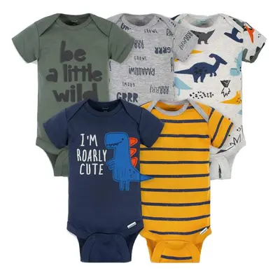 gerber Baby Boys 5-Pack Variety Onesies Bodysuits (Newborn cute Dino)