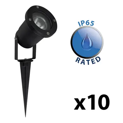 Pack of - Modern Ground Spike/Wall Mount IP65 Rated Outdoor Lights in a Black Finish