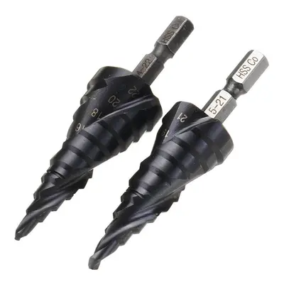 (4-22mm) HRC89 M35 Cobalt Step Drill Bit 4-22mm/5-21mm TiAlN Coated Step Drill 1/4 Inch Hex Shan