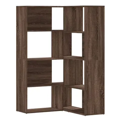 (brown oak) vidaXL Corner Bookcase 4-Tier Corner Bookshelf Storage Cabinet Engineered Wood