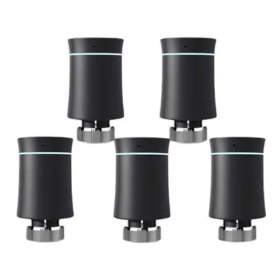 (5pcs Black) Thermostat Radiator Actuator Valve Smart Programmable TRV Temperature Controller Al