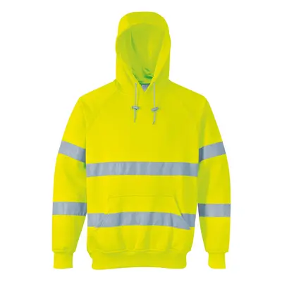 (L, Yellow) Portwest Unisex Hi-Vis Safety Hooded Sweatshirt / Hoodie