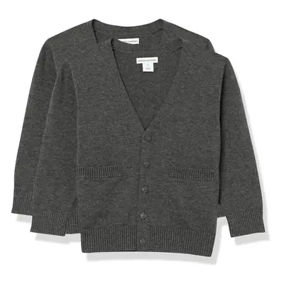 Boys' Uniform Cotton Cardigan Sweaters, Charcoal Heather, Medium