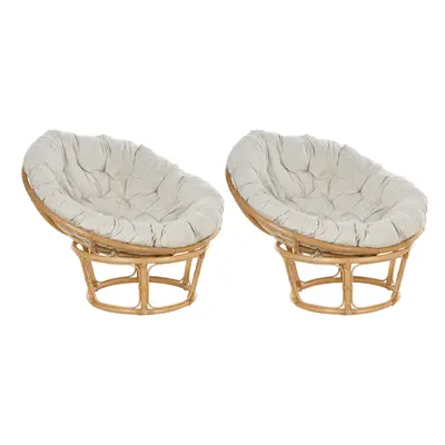 Set of Garden Armchairs with Cushions SALVO Rattan Natural