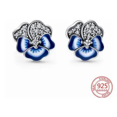 Pansy Flower Hoop Earrings for women silver Spring Arrival Earrings Jewelry