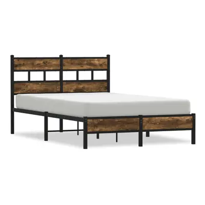 (smoked oak, x cm/ with headboard & low footboard) vidaXL Metal Bed Frame without Mattress Bed B