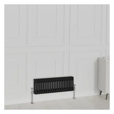 (300x1010mm-2 Column, Black) NRG Traditional Radiator Horizontal Vertical Cast Iron Style Double