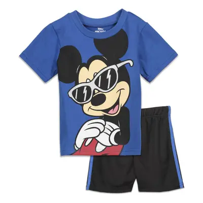 Disney Mickey Mouse Little Boys TShirt and Mesh Shorts Outfit Set NavyBlue