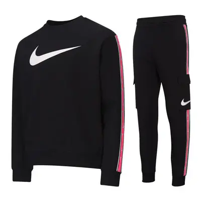 (Small) Nike Mens Black Pink Repeat Tracksuit